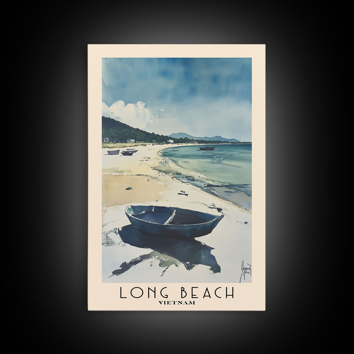 Long Beach, Vietnam Watercolor Beach Print, Vacation Gift, Vietnam Wall Art, Beach Painting, Beach Decor, Beach Painting