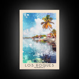 Los Roques, Venezuela Watercolor Beach Print, Vacation Gift, Venezuela Wall Art, Framed Canvas Print, Framed Beach Painting