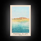 Marsa Alam, Egypt Watercolor Print, Vacation Gift, Egypt Wall Art, Beach Painting, Beach Decor, Large Wall Art, Wood Frame Art