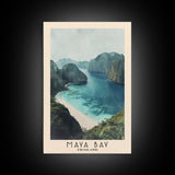 Maya Bay, Thailand Watercolor Beach Print, Vacation Gift, Thailand Wall Art, Beach Painting, Beach Decor, Beach Painting