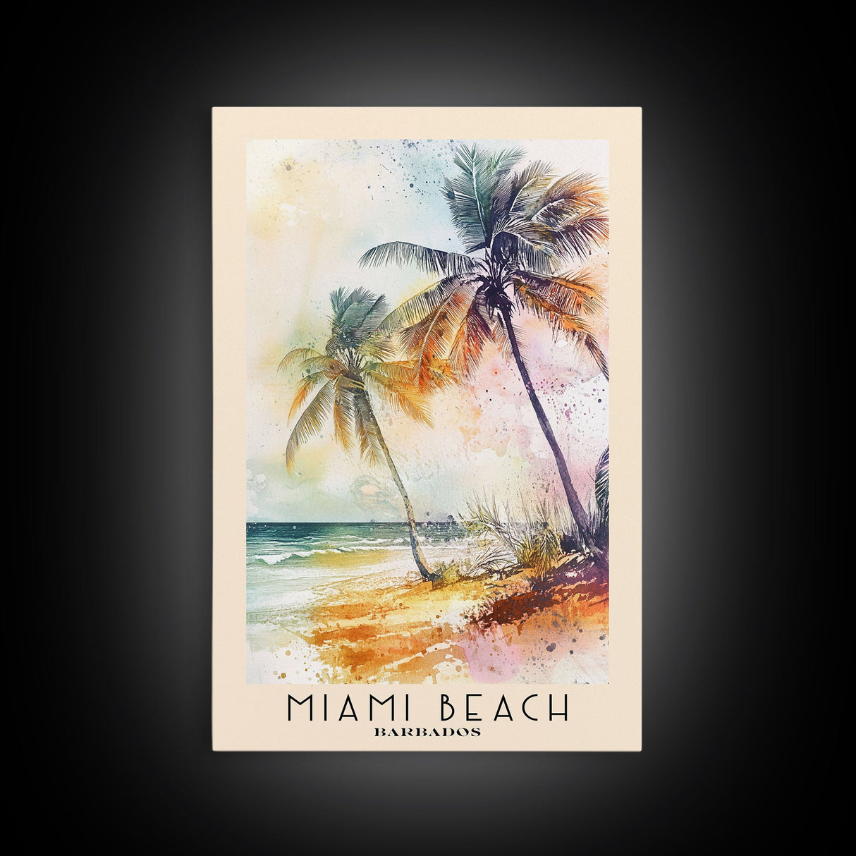 Miami Beach, Barbados Watercolor Beach Print, Vacation Gift, Barbados Wall Art, Beach Painting, Beach Decor, Beach Painting