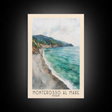 Monterosso al Mare, Italy Watercolor Print, Vacation Gift, Italy Wall Art, Beach Painting, Beach Decor, Large Wall Art, Wood Frame Art