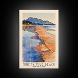 Ninety Mile Beach, New Zealand Watercolor Print, Vacation Gift, New Zealand Wall Art, Beach Painting, Beach Decor, Large Wall Art, Wood Frame Art