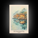 Nishihama, Japan Watercolor Beach Print, Vacation Gift, Japan Wall Art, Framed Canvas Print, Framed Beach Painting