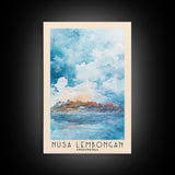 Nusa Lembongan, Indonesia Watercolor Print, Vacation Gift, Indonesia Wall Art, Beach Painting, Beach Decor, Large Wall Art, Wood Frame Art