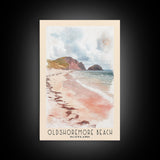 Oldshoremore beach, Scotland Watercolor Beach Print, Vacation Gift, Scotland Wall Art, Framed Canvas Print, Framed Beach Painting