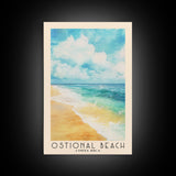 Ostional Beach, Costa Rica Watercolor Beach Print, Vacation Gift, Costa Rica Wall Art, Framed Canvas Print, Framed Beach Painting