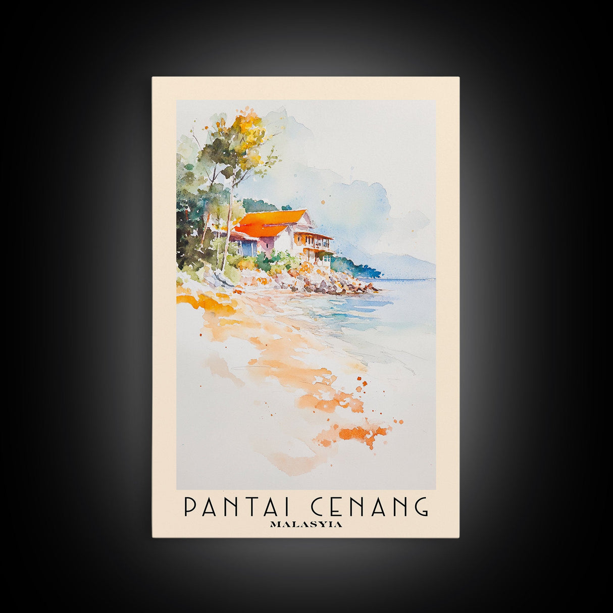 Pantai Cenang, Malasyia Watercolor Beach Print, Vacation Gift, Malasyia Wall Art, Beach Painting, Beach Decor, Beach Painting