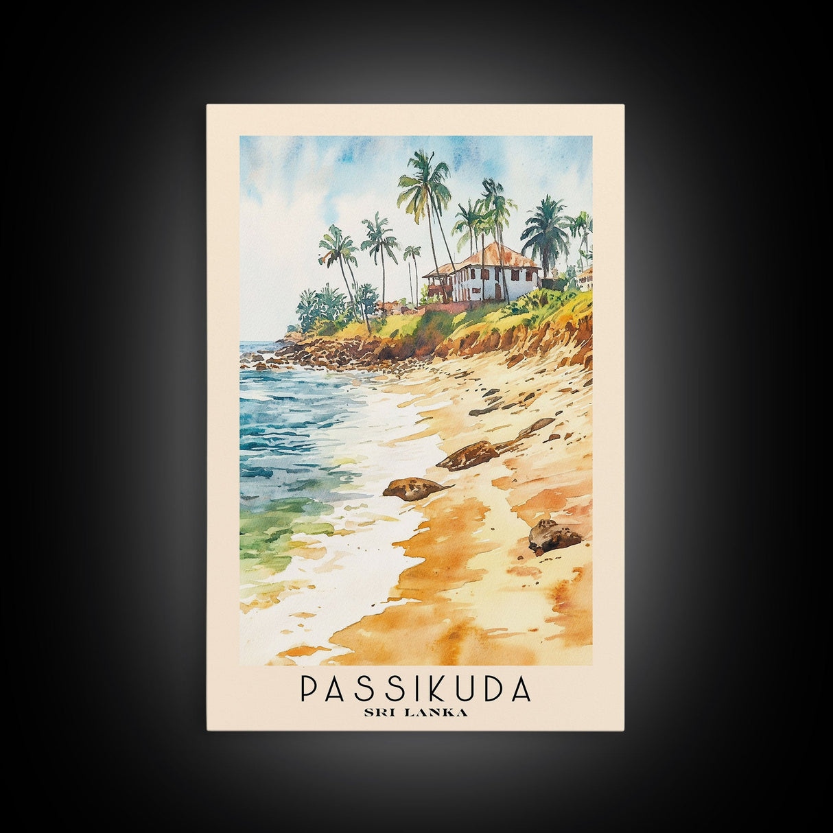 Passikuda, Sri Lanka Watercolor Beach Print, Vacation Gift, Sri Lanka Wall Art, Beach Painting, Beach Decor, Beach Painting