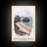 Pedn Vounder Beach, United Kingdom Watercolor Beach Print, Vacation Gift, United Kingdom Wall Art, Framed Canvas Print, Framed Beach Painting