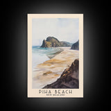 Piha Beach, New Zealand Watercolor Print, Vacation Gift, New Zealand Wall Art, Beach Painting, Beach Decor, Large Wall Art, Wood Frame Art