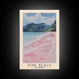 Pink Beach, Indonesia Watercolor Beach Print, Vacation Gift, Indonesia Wall Art, Beach Painting, Beach Decor, Beach Painting