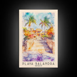 Playa Balandra, Mexico Watercolor Print, Vacation Gift, Mexico Wall Art, Beach Painting, Beach Decor, Large Wall Art, Wood Frame Art