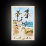 Playa Blanca, Cuba Watercolor Beach Print, Vacation Gift, Cuba Wall Art, Framed Canvas Print, Framed Beach Painting