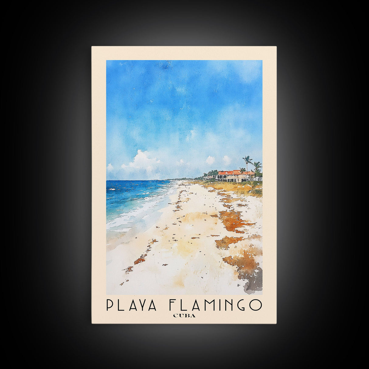 Playa Flamingo, Cuba Watercolor Beach Print, Vacation Gift, Cuba Wall Art, Beach Painting, Beach Decor, Beach Painting