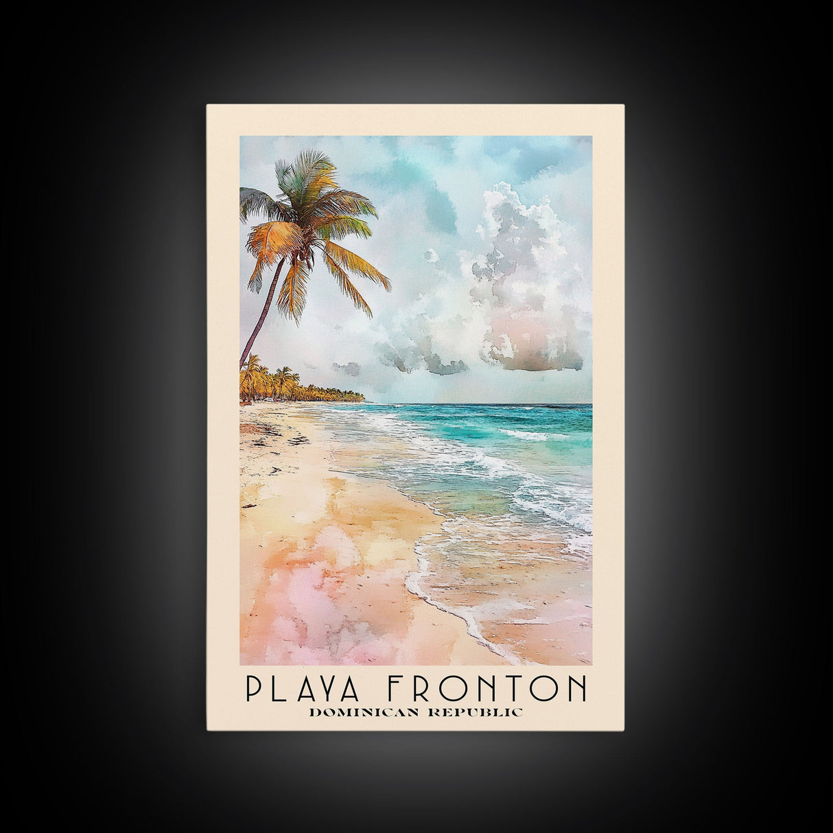 Playa Fronton, Dominican Republic Watercolor Print, Vacation Gift, Dominican Republic Wall Art, Beach Painting, Beach Decor, Large Wall Art, Wood Frame Art