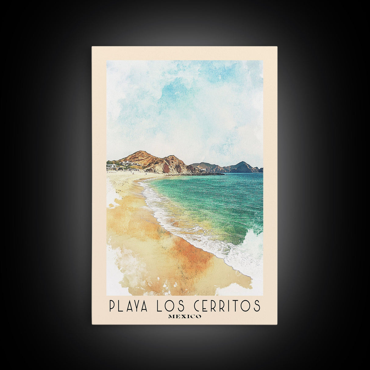 Playa Los Cerritos, Mexico Watercolor Beach Print, Vacation Gift, Mexico Wall Art, Beach Painting, Beach Decor, Beach Painting