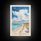 Playa Pariquillo, Cuba Watercolor Print, Vacation Gift, Cuba Wall Art, Beach Painting, Beach Decor, Large Wall Art, Wood Frame Art