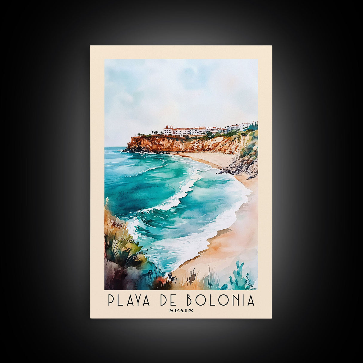 Playa de Bolonia, Spain Watercolor Beach Print, Vacation Gift, Spain Wall Art, Beach Painting, Beach Decor, Beach Painting