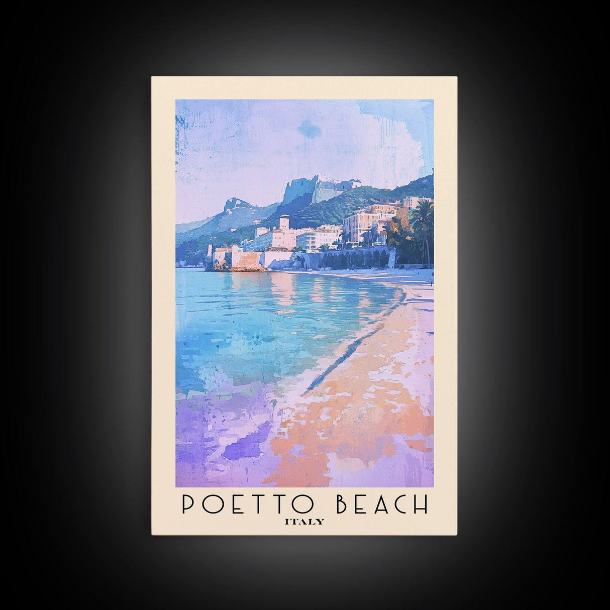 Poetto Beach, Italy Watercolor Beach Print, Vacation Gift, Italy Wall Art, Beach Painting, Beach Decor, Beach Painting