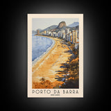 Porto da Barra, Brazil Watercolor Beach Print, Vacation Gift, Brazil Wall Art, Framed Canvas Print, Framed Beach Painting