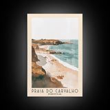 Praia do Carvalho, Portugal Watercolor Beach Print, Vacation Gift, Portugal Wall Art, Framed Canvas Print, Framed Beach Painting