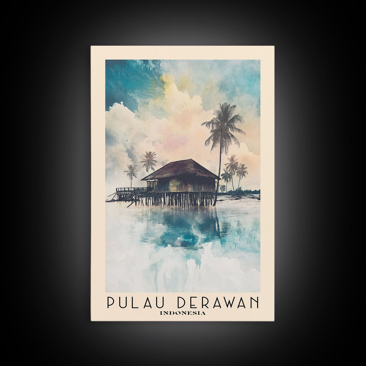 Pulau Derawan, Indonesia Watercolor Beach Print, Vacation Gift, Indonesia Wall Art, Beach Painting, Beach Decor, Beach Painting