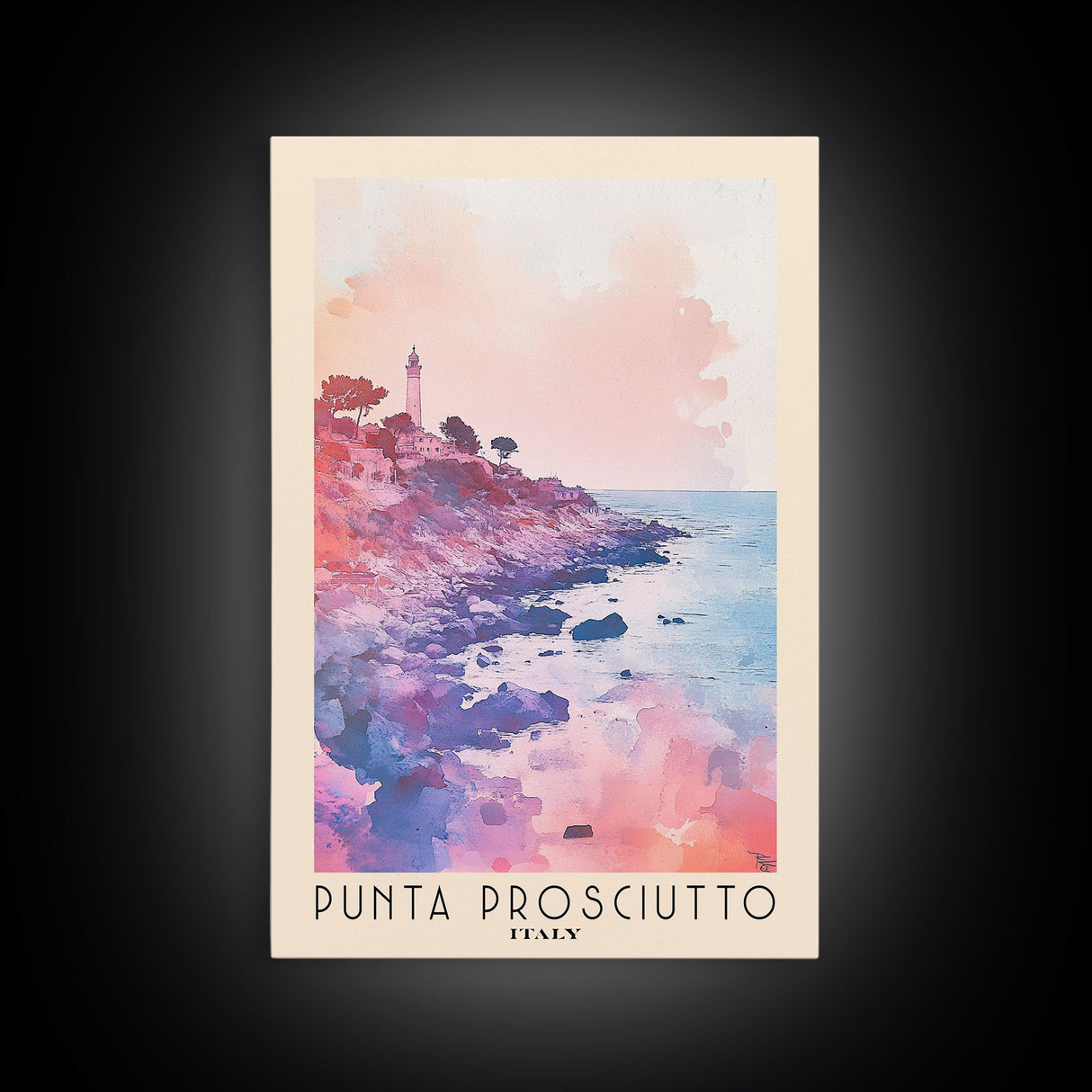 Punta Prosciutto, Italy Watercolor Beach Print, Vacation Gift, Italy Wall Art, Framed Canvas Print, Framed Beach Painting