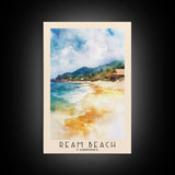 Ream Beach, Cambodia Watercolor Print, Vacation Gift, Cambodia Wall Art, Beach Painting, Beach Decor, Large Wall Art, Wood Frame Art