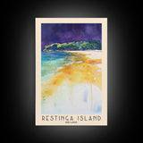 Restinga Island, Brazil Watercolor Print, Vacation Gift, Brazil Wall Art, Beach Painting, Beach Decor, Large Wall Art, Wood Frame Art