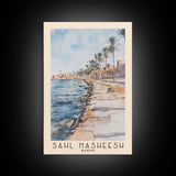 Sahl Hasheesh, Egypt Watercolor Beach Print, Vacation Gift, Egypt Wall Art, Framed Canvas Print, Framed Beach Painting