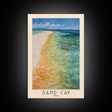 Sand Cay, Fiji Watercolor Beach Print, Vacation Gift, Fiji Wall Art, Framed Canvas Print, Framed Beach Painting