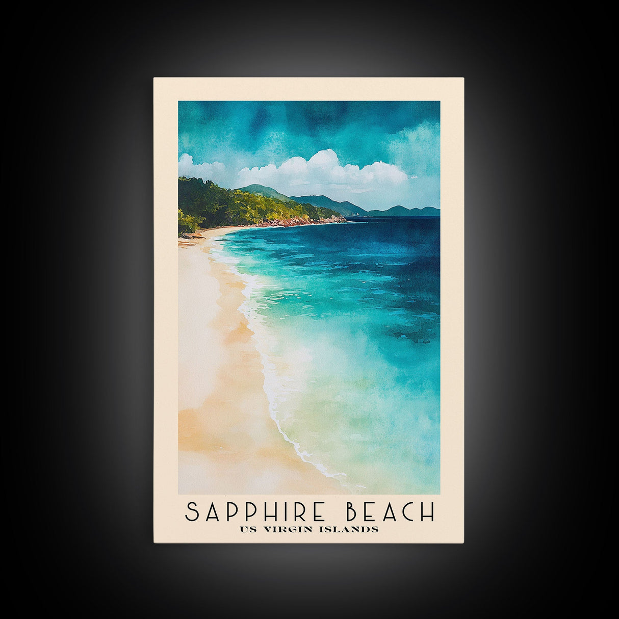 Sapphire Beach, US Virgin islands Watercolor Beach Print, Vacation Gift, US Virgin islands Wall Art, Beach Painting, Beach Decor, Beach Painting