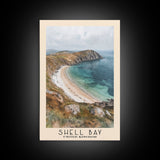 Shell Bay, United Kingdom Watercolor Beach Print, Vacation Gift, United Kingdom Wall Art, Framed Canvas Print, Framed Beach Painting