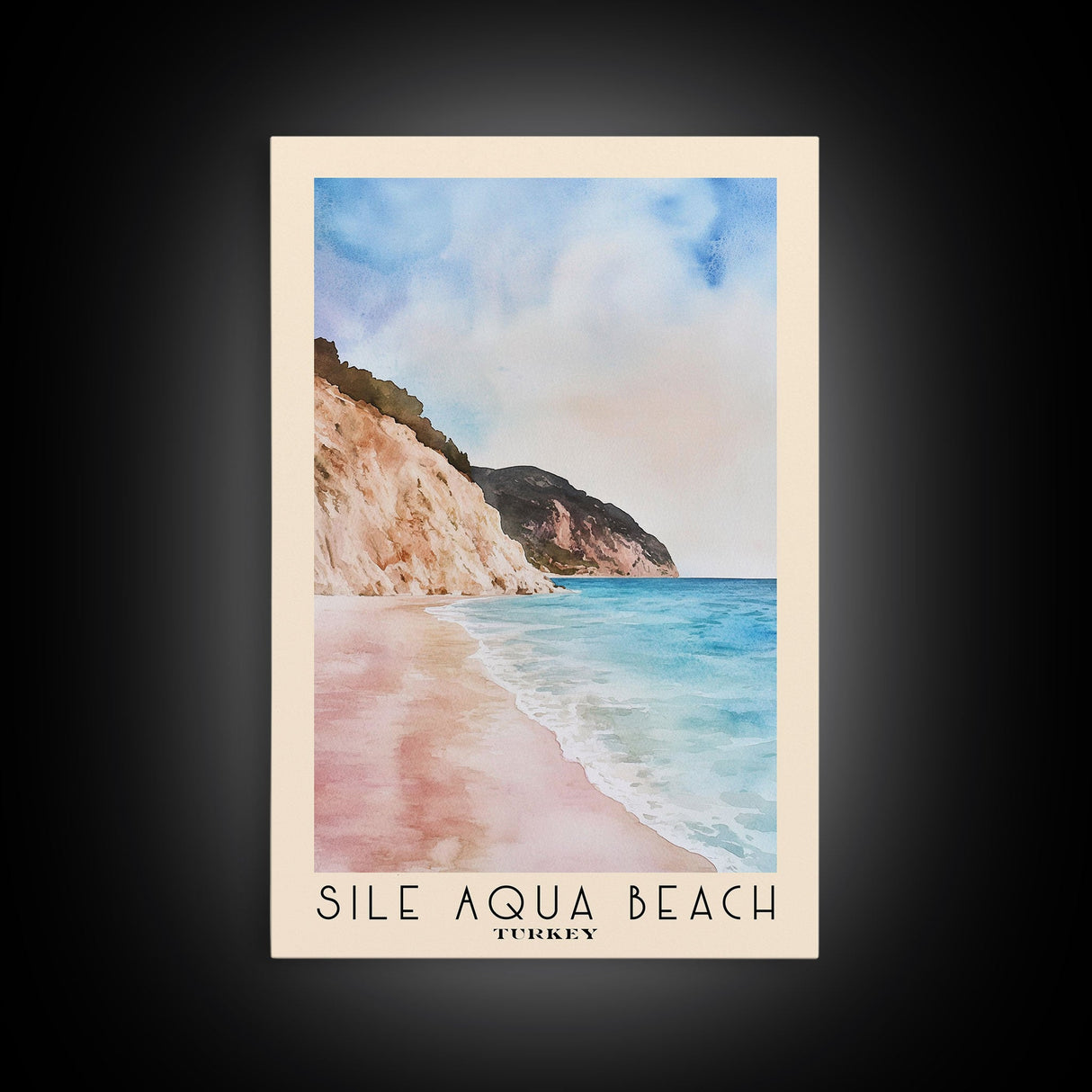 Sile Aqua Beach, Turkey Watercolor Beach Print, Vacation Gift, Turkey Wall Art, Beach Painting, Beach Decor, Beach Painting