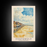 Southwold, United Kingdom Watercolor Print, Vacation Gift, United Kingdom Wall Art, Beach Painting, Beach Decor, Large Wall Art, Wood Frame Art