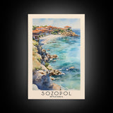 Sozopol, Bulgaria Watercolor Beach Print, Vacation Gift, Bulgaria Wall Art, Framed Canvas Print, Framed Beach Painting