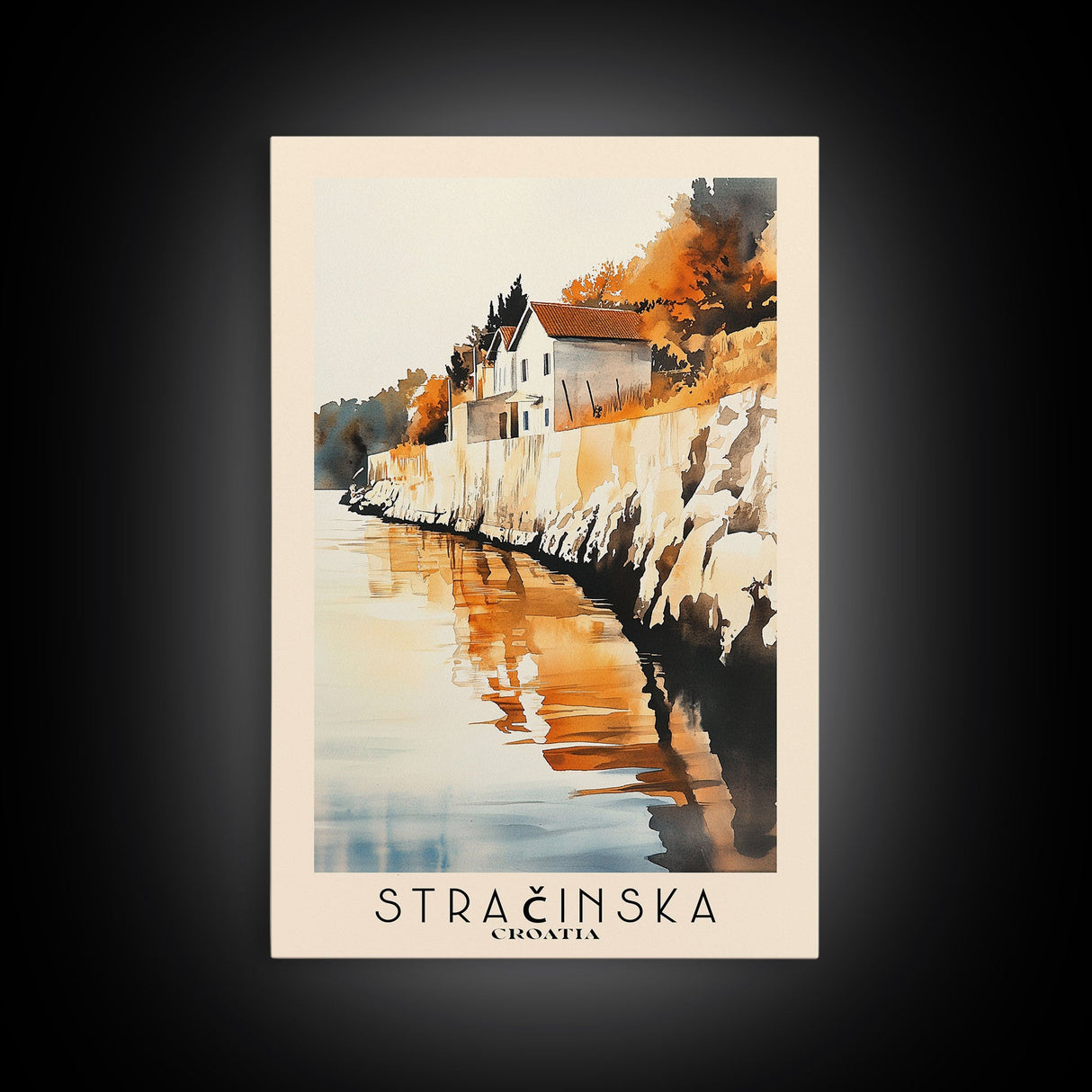 Stračinska, Croatia Watercolor Beach Print, Vacation Gift, Croatia Wall Art, Beach Painting, Beach Decor, Beach Painting