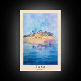 Taba, Egypt Watercolor Print, Vacation Gift, Egypt Wall Art, Beach Painting, Beach Decor, Large Wall Art, Wood Frame Art