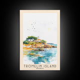 Tromelin Island, France Watercolor Beach Print, Vacation Gift, France Wall Art, Framed Canvas Print, Framed Beach Painting