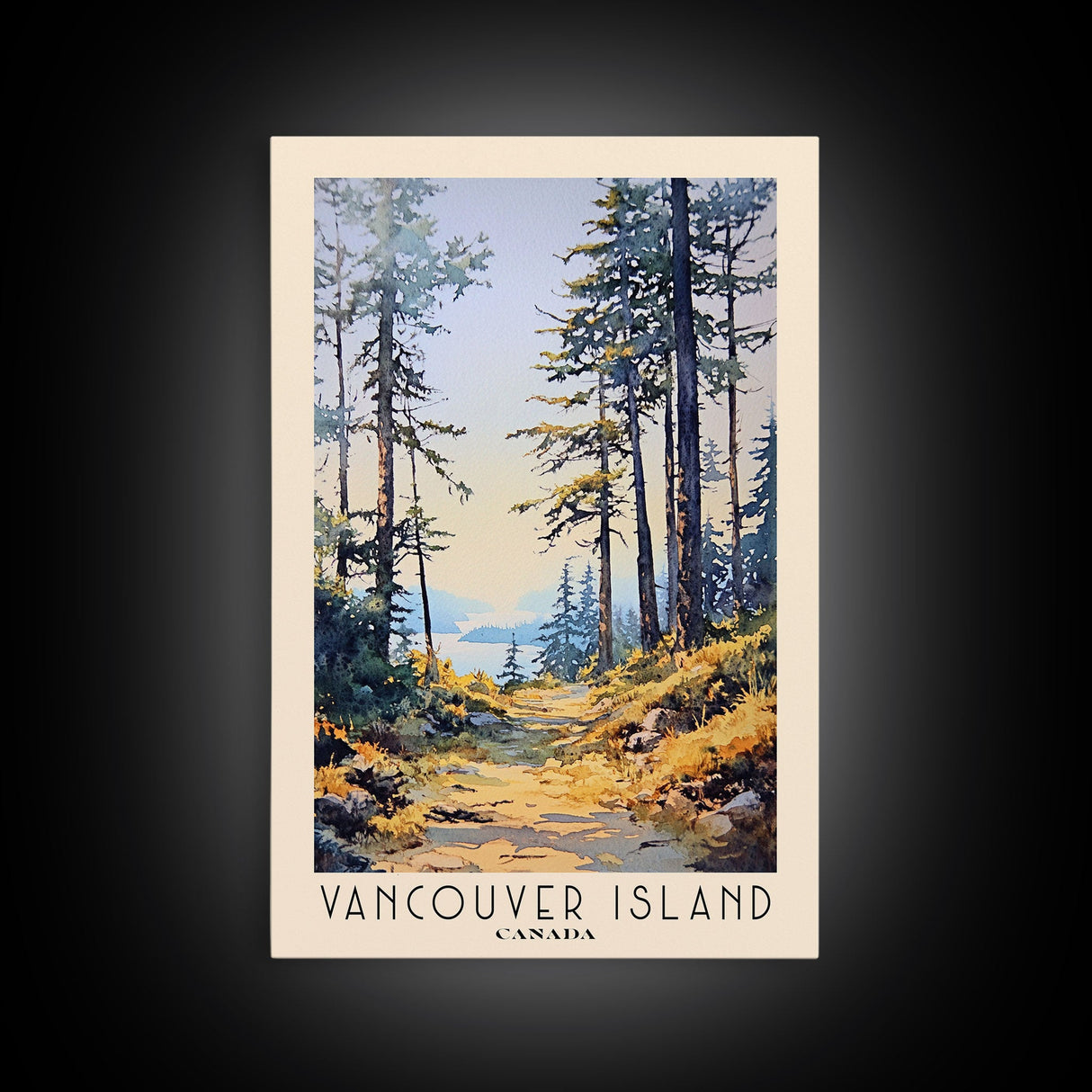 Vancouver Island, Canada Watercolor Beach Print, Vacation Gift, Canada Wall Art, Framed Canvas Print, Framed Beach Painting