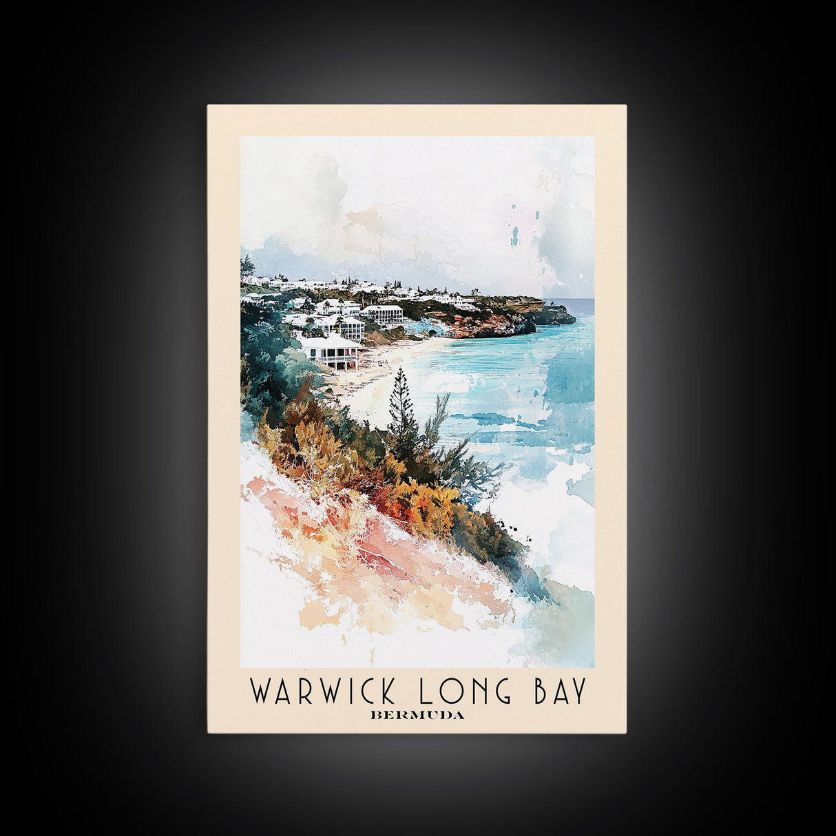 Warwick Long Bay, Bermuda Watercolor Beach Print, Vacation Gift, Bermuda Wall Art, Beach Painting, Beach Decor, Beach Painting