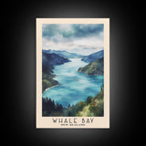 Whale Bay, New Zealand Watercolor Print, Vacation Gift, New Zealand Wall Art, Beach Painting, Beach Decor, Large Wall Art, Wood Frame Art