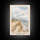 Whitstable beach, United Kingdom Watercolor Beach Print, Vacation Gift, United Kingdom Wall Art, Beach Painting, Beach Decor, Beach Painting