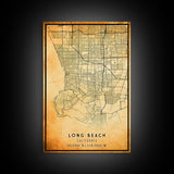 Long Beach map print poster or framed canvas | California map print poster canvas | Long Beach city map print poster canvas, distressed map