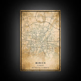 Munich map print poster or framed canvas, Munich Germany map print poster canvas, Munich city map print poster canvas, Vintage Travel Art