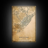 Barcelona Spain map print poster or framed canvas, Barcelona map print poster canvas, Spain city map print poster canvas, Vintage Travel Art