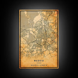 Madrid Spain map print poster or framed canvas, Madrid map print poster canvas, Madrid city map print poster canvas, Vintage Travel Art