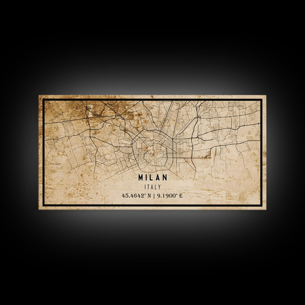 Vintage Milan Italy map print poster or framed canvas, Milan map print poster canvas, Milan city map print poster canvas, Travel Art