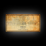 Omaha Nebraska map print poster or framed canvas, Omaha map print poster canvas, Omaha city map print poster canvas, Vintage Travel Art